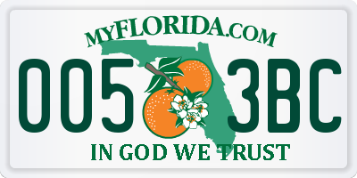 FL license plate 0053BC