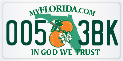 FL license plate 0053BK