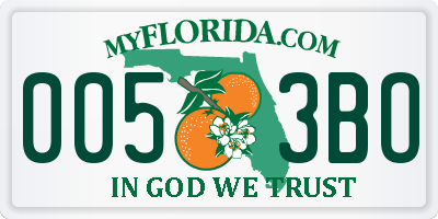 FL license plate 0053BO