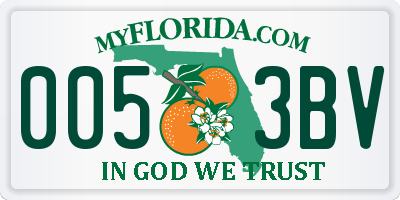 FL license plate 0053BV