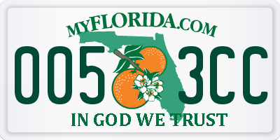 FL license plate 0053CC