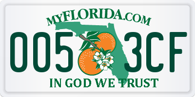 FL license plate 0053CF