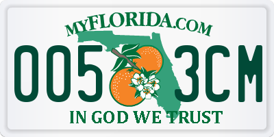 FL license plate 0053CM