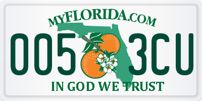 FL license plate 0053CU