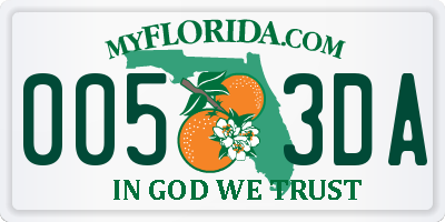FL license plate 0053DA