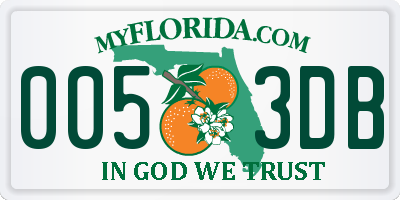 FL license plate 0053DB