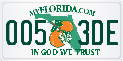FL license plate 0053DE