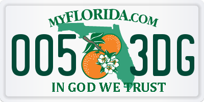 FL license plate 0053DG