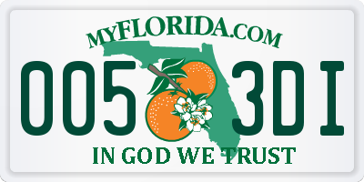 FL license plate 0053DI
