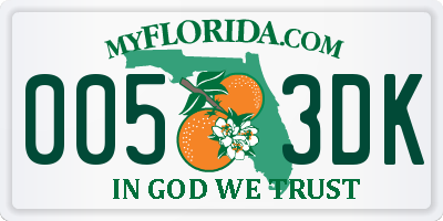 FL license plate 0053DK