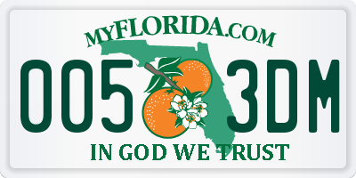 FL license plate 0053DM