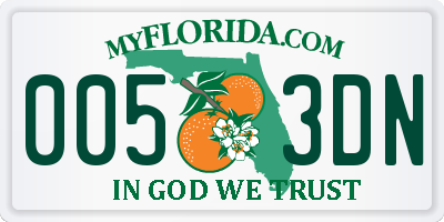 FL license plate 0053DN