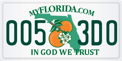 FL license plate 0053DO