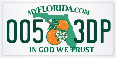 FL license plate 0053DP