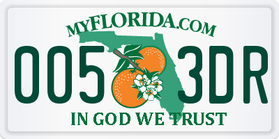FL license plate 0053DR