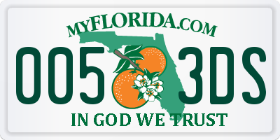 FL license plate 0053DS