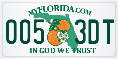 FL license plate 0053DT
