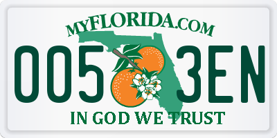 FL license plate 0053EN