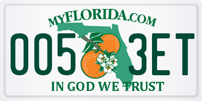 FL license plate 0053ET