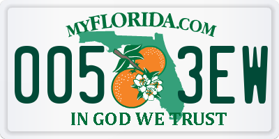 FL license plate 0053EW