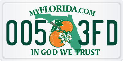 FL license plate 0053FD