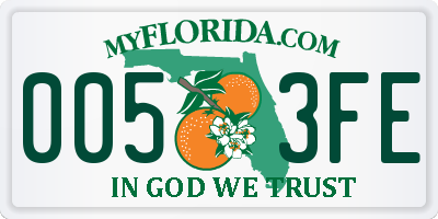 FL license plate 0053FE