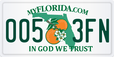 FL license plate 0053FN