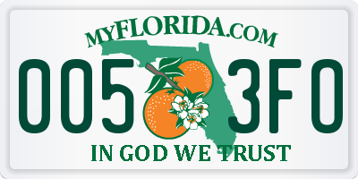 FL license plate 0053FO