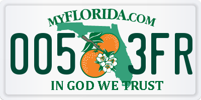 FL license plate 0053FR