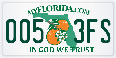 FL license plate 0053FS
