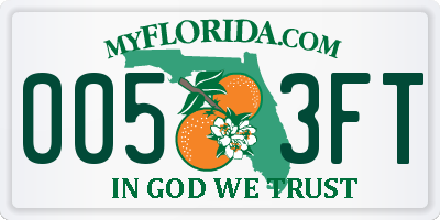 FL license plate 0053FT