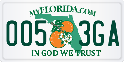 FL license plate 0053GA