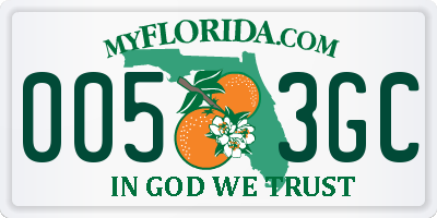 FL license plate 0053GC