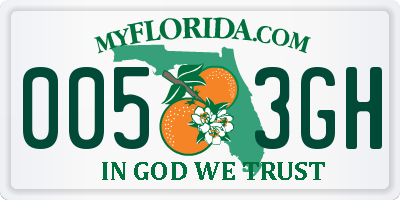 FL license plate 0053GH