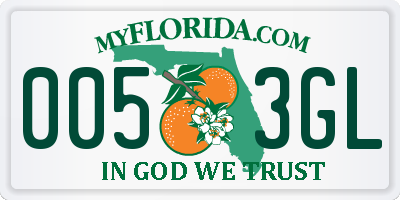 FL license plate 0053GL