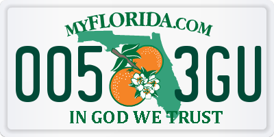 FL license plate 0053GU