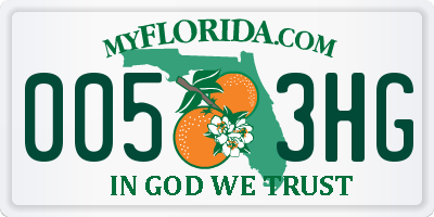 FL license plate 0053HG