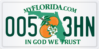 FL license plate 0053HN