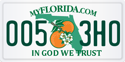 FL license plate 0053HO