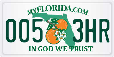 FL license plate 0053HR