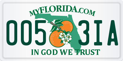 FL license plate 0053IA