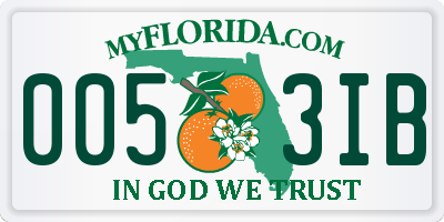 FL license plate 0053IB