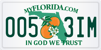 FL license plate 0053IM