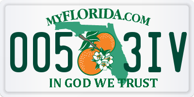 FL license plate 0053IV