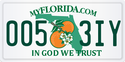 FL license plate 0053IY