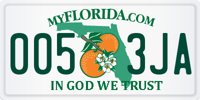 FL license plate 0053JA