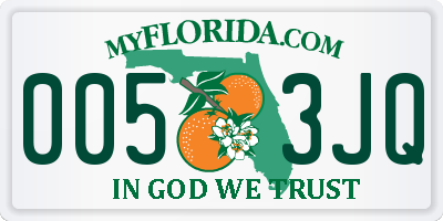 FL license plate 0053JQ