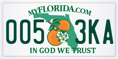 FL license plate 0053KA