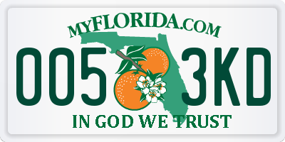 FL license plate 0053KD