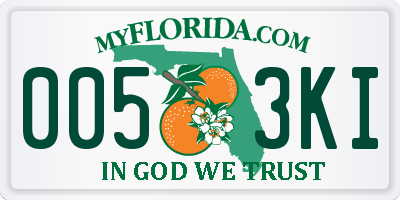 FL license plate 0053KI